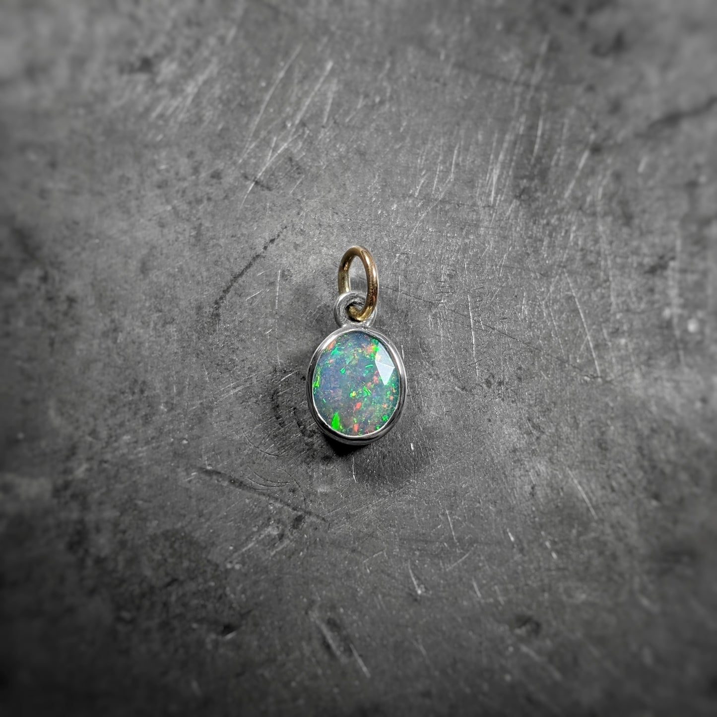 Storyteller Memorial Pendant | Welo Opal in Silver with Gold