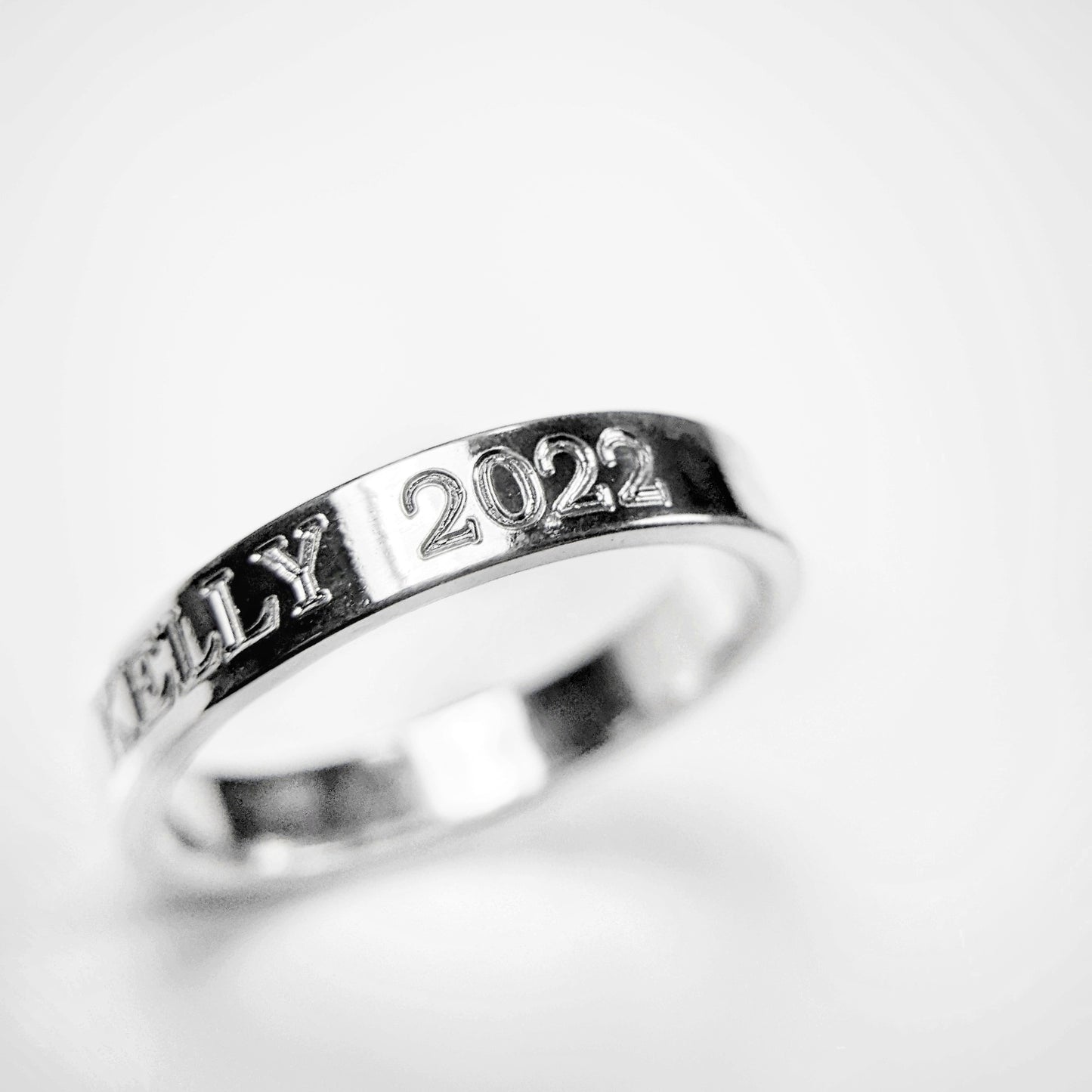 Engravable Silver Message Ring | Flat Band