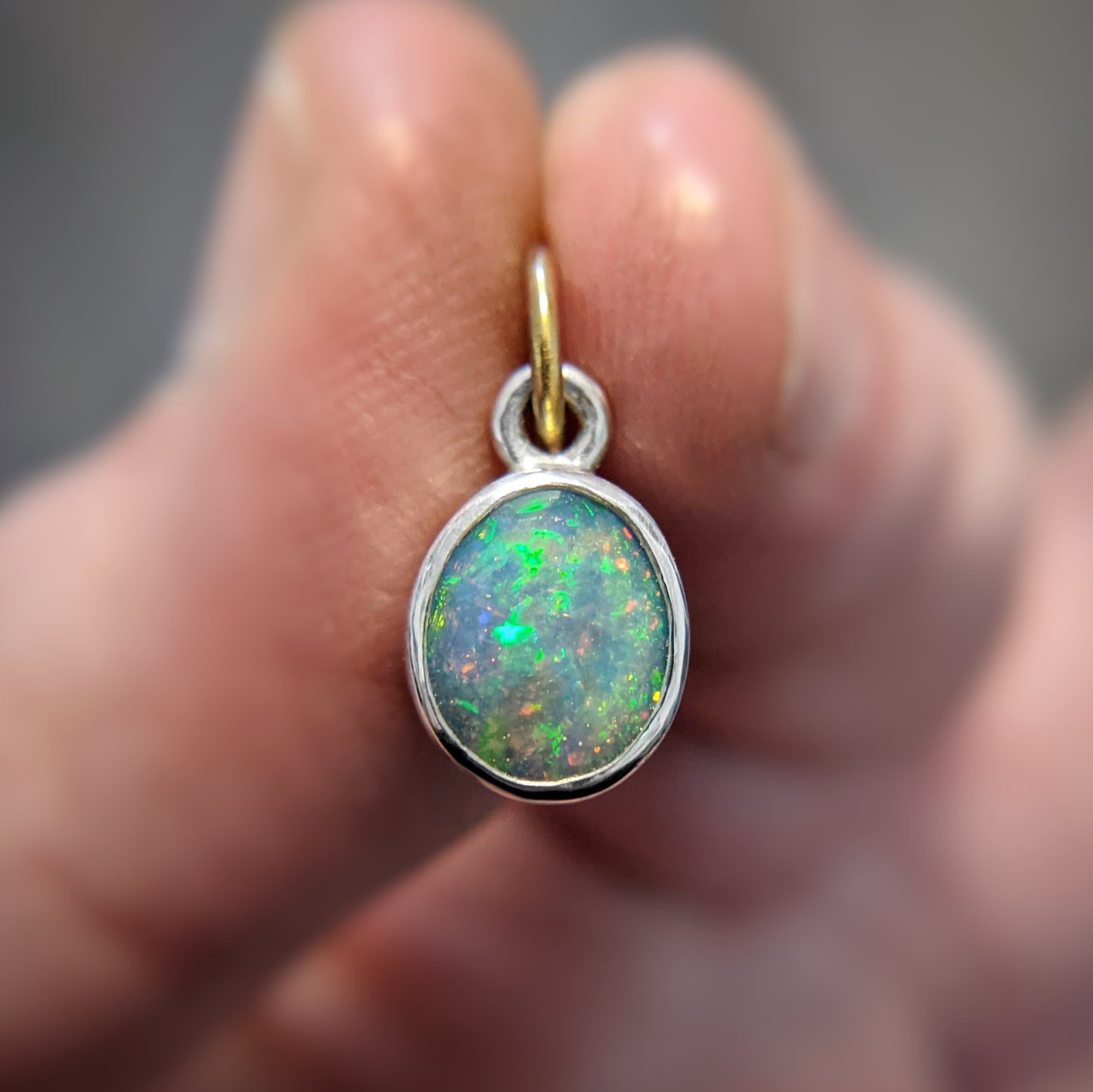 Storyteller Memorial Pendant | Welo Opal in Silver with Gold