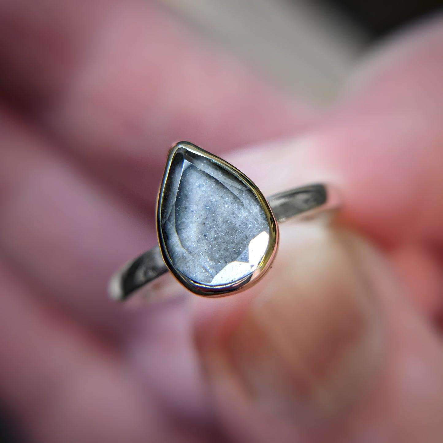 Heirloom Sleek Pear Faceted Memorial Ring